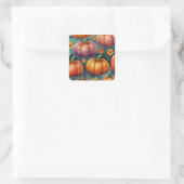 Halloween Pumpkin Vibes Designer Quadratischer Aufkleber (Tasche)