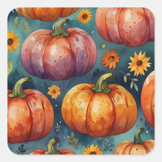 Halloween Pumpkin Vibes Designer Quadratischer Aufkleber (Vorderseite)