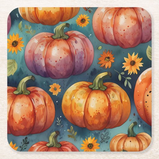 Halloween Pumpkin Vibes Designer Rechteckiger Pappuntersetzer (Vorderseite)