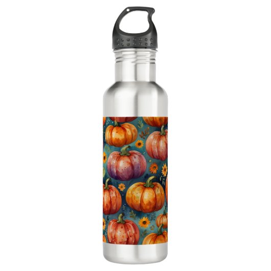 Halloween Pumpkin Vibes Edelstahlflasche (Vorderseite)