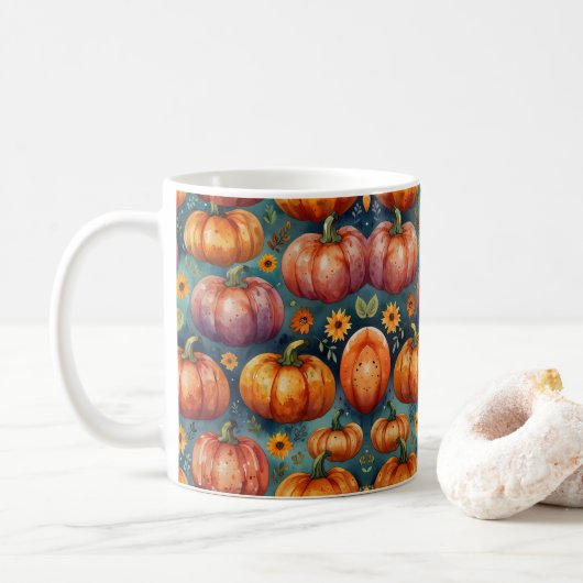 Halloween Pumpkin Vibes Kaffeetasse (Mit Donut)