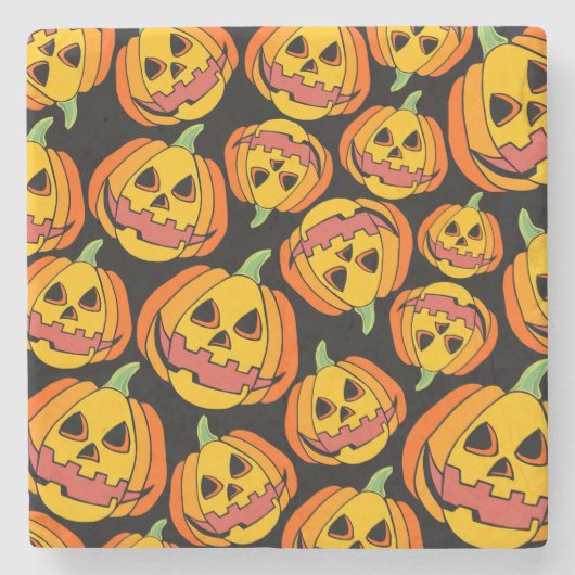 Halloween Pumpkin: Vintages Herbstsymbol Steinuntersetzer (Vorderseite)
