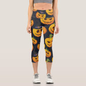 Halloween Pumpkin: Vintages Hexenmuster Capri Leggings (Vorderseite)
