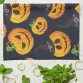 Halloween Pumpkin: Vintages Hexenmuster Geschirrtuch (Gefaltet)