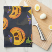 Halloween Pumpkin: Vintages Hexenmuster Geschirrtuch (Viertel Falte)