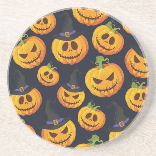 Halloween Pumpkin: Vintages Hexenmuster Getränkeuntersetzer (Vorne)