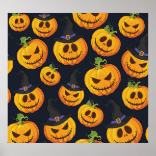Halloween Pumpkin: Vintages Hexenmuster Poster