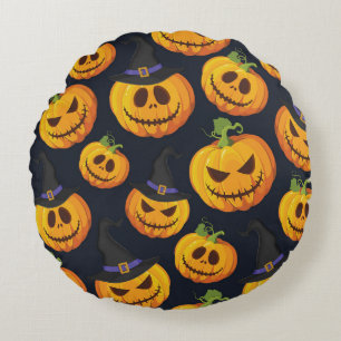 Halloween Pumpkin: Vintages Hexenmuster Rundes Kissen