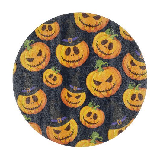 Halloween Pumpkin: Vintages Hexenmuster Schneidebrett (Vorderseite)