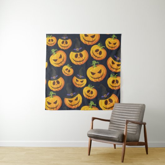 Halloween Pumpkin: Vintages Hexenmuster Wandteppich (Beispiel)