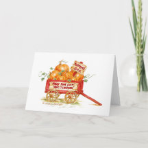 Halloween Pumpkin Wagon Grußkarte