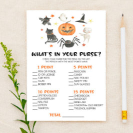 Halloween Pumpkin What's In Purse Baby Shower Game Briefpapier