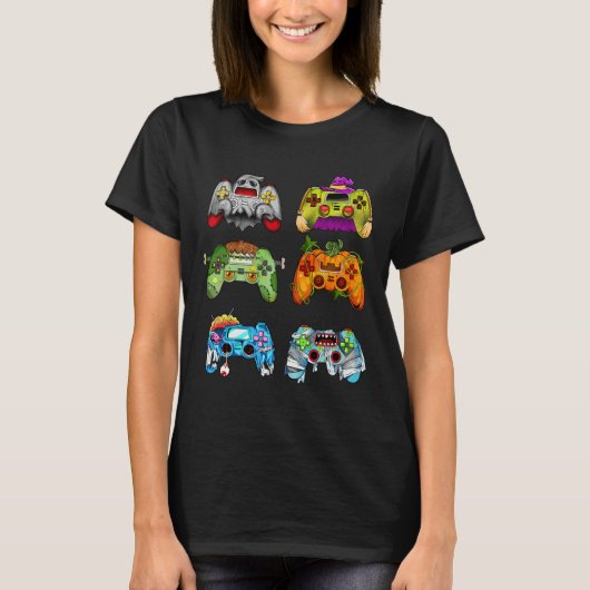 Halloween Pumpkin Witch Gaming Controller Zombie T-Shirt (Vorderseite)