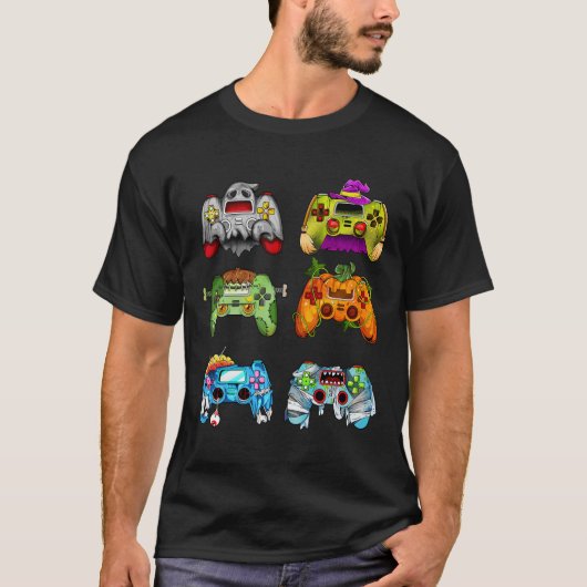 Halloween Pumpkin Witch Gaming Controller Zombie T-Shirt (Vorderseite)