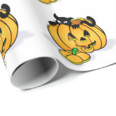 Halloween Pumpkin with Black Cat Geschenkpapier (Rolleneckpunkt)