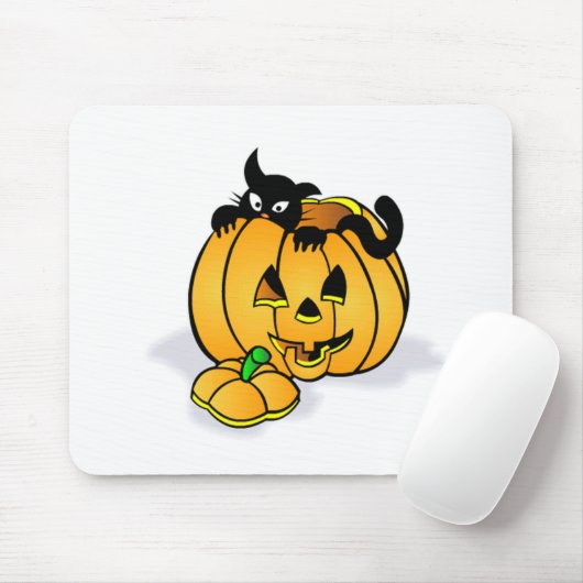 Halloween Pumpkin with Black Cat Mousepad (Mit Mouse)