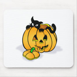 Halloween Pumpkin with Black Cat Mousepad