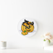 Halloween Pumpkin with Black Cat Runde Wanduhr (Zuhause)
