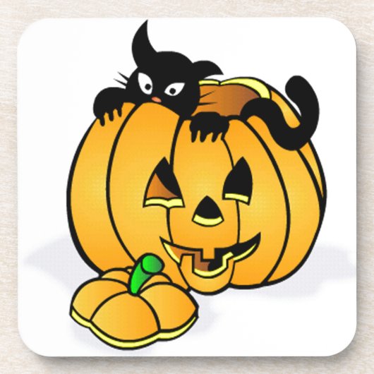Halloween Pumpkin with Black Cat Untersetzer (Vorderseite)