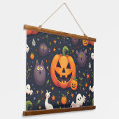 Halloween Pumpkin Wood Topped Wall Tapestes Wandteppich Mit Holzrahmen (Gewinkelt)