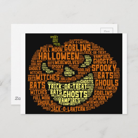 Halloween Pumpkin Word Cloud Word Art Postkarte (Vorne/Hinten)