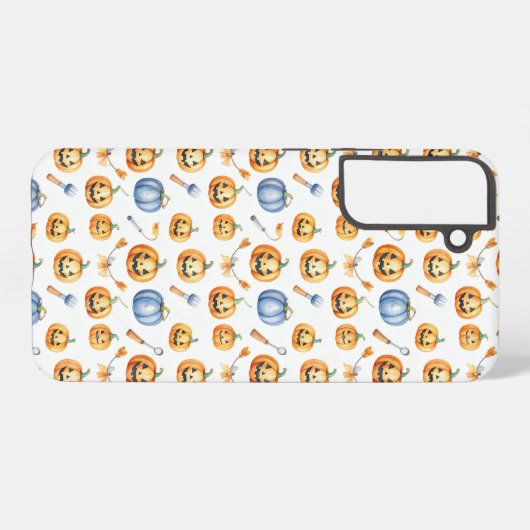Halloween Pumpkins and Brooms Pattern Samsung Galaxy Hülle (Rückseite (Horizontal))
