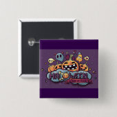 Halloween Pumpkins and Ghosts Trick or Treat Button (Vorne & Hinten)