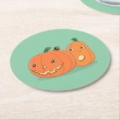 Halloween Pumpkins auf Green Runder Pappuntersetzer (Angewinkelt)