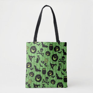 Halloween Pumpkins Bats Skulls Hexenstiefel Grün Tasche