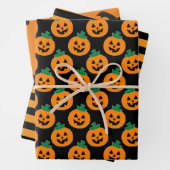 Halloween Pumpkins Bats Stripes Orange Black Geschenkpapier Set (Beispiel)