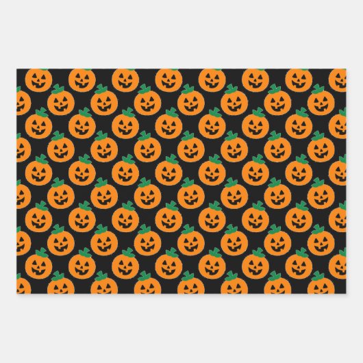 Halloween Pumpkins Bats Stripes Orange Black Geschenkpapier Set (Vorderseite)