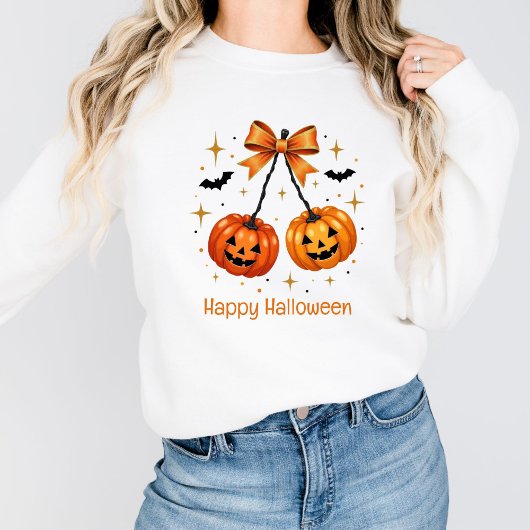 Halloween Pumpkins Coquette Ästhetische Orange Bow Sweatshirt