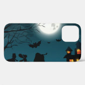 Halloween Pumpkins: Dunkles Schloss, blauer Mond Case-Mate iPhone Hülle (Rückseite (Horizontal))