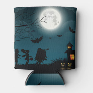 Halloween Pumpkins: Dunkles Schloss, blauer Mond Dosenkühler