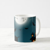 Halloween Pumpkins: Dunkles Schloss, blauer Mond Kaffeetasse (VorderseiteRechts)