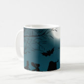 Halloween Pumpkins: Dunkles Schloss, blauer Mond Kaffeetasse (Vorderseite Links)