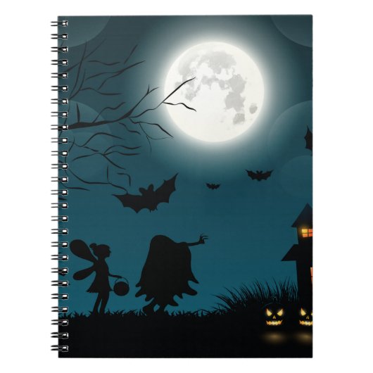 Halloween Pumpkins: Dunkles Schloss, blauer Mond Notizblock (Vorderseite)