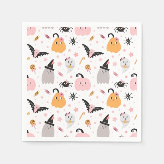 Halloween Pumpkins Fledermäuse, Spinnen, Geist und Serviette (Vorderseite)