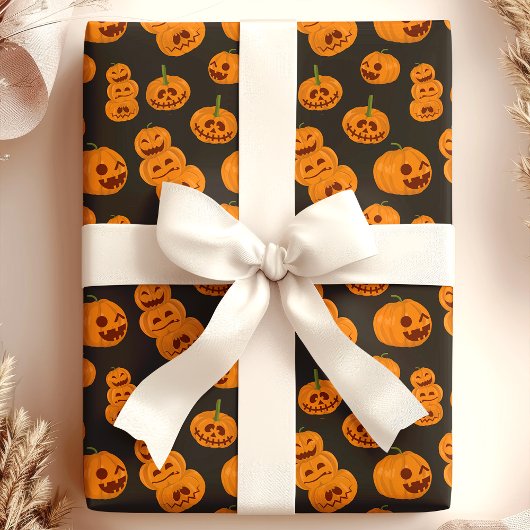 Halloween Pumpkins Funny Jack O'Lanterns Pattern Geschenkpapier