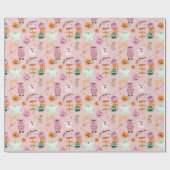 Halloween Pumpkins, Geist, Monster rosa Geschenkpapier (Flach)