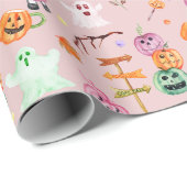 Halloween Pumpkins, Geist, Monster rosa Geschenkpapier (Rolleneckpunkt)
