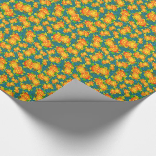 Halloween Pumpkins-Geschenk: Orange, Grün, Blau Geschenkpapier (Ecke)