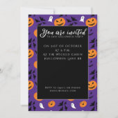 Halloween pumpkins ghosts bats fun purple pattern einladung (Vorderseite)