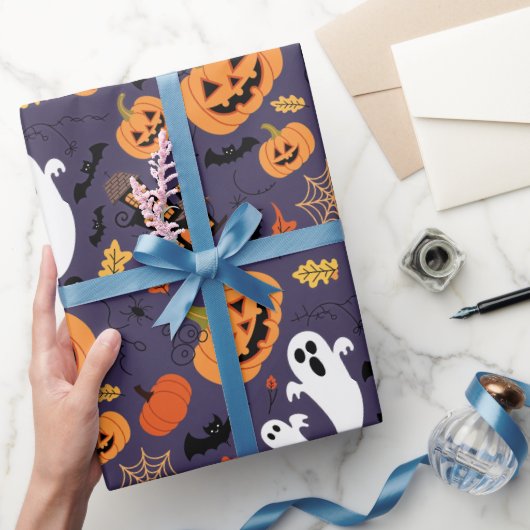 HALLOWEEN PUMPKINS GHOSTS UND BATTEN GESCHENKPAPIER (Schenken)