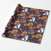 HALLOWEEN PUMPKINS GHOSTS UND BATTEN GESCHENKPAPIER (Ungerollt)