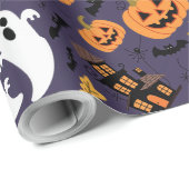 HALLOWEEN PUMPKINS GHOSTS UND BATTEN GESCHENKPAPIER (Rolleneckpunkt)