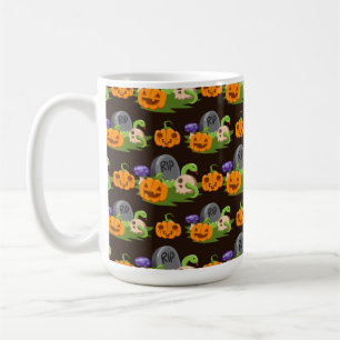 HALLOWEEN PUMPKINS GRAVE STONES SKULLS SNAKES KAFFEETASSE