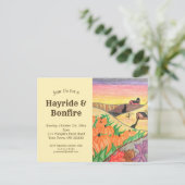 Halloween Pumpkins Hayride Rustikaler Herbst Einladungspostkarte (Stehend Vorderseite)