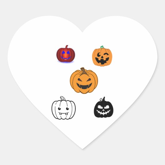 Halloween Pumpkins Herz-Aufkleber (Vorderseite)