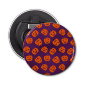 Halloween Pumpkins im Lila Hintergrundemuster Flaschenöffner (Vorderseite)